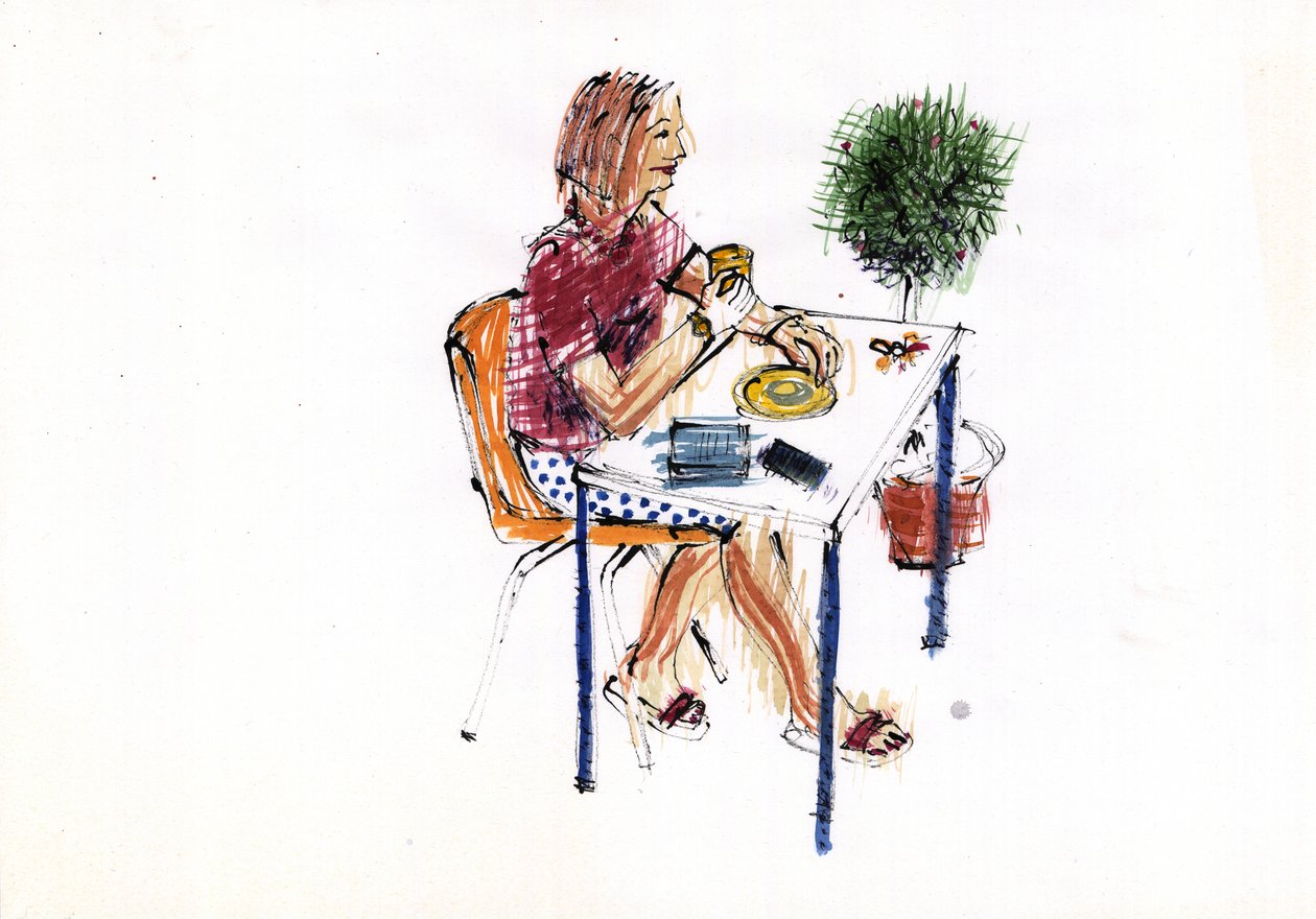Cafe, 2009 (akryl) av Sara Hayward