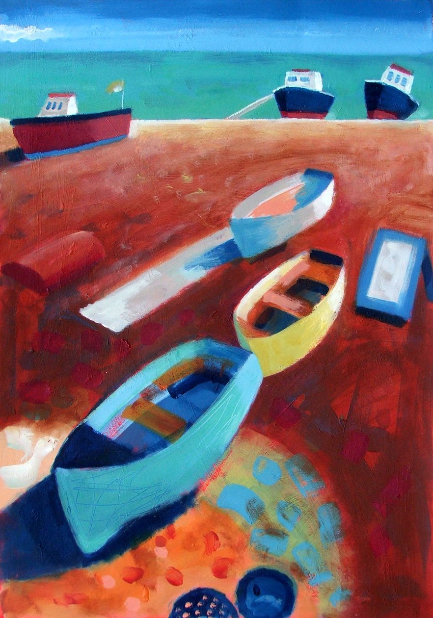 Devon (akryl om bord) av Sara Hayward