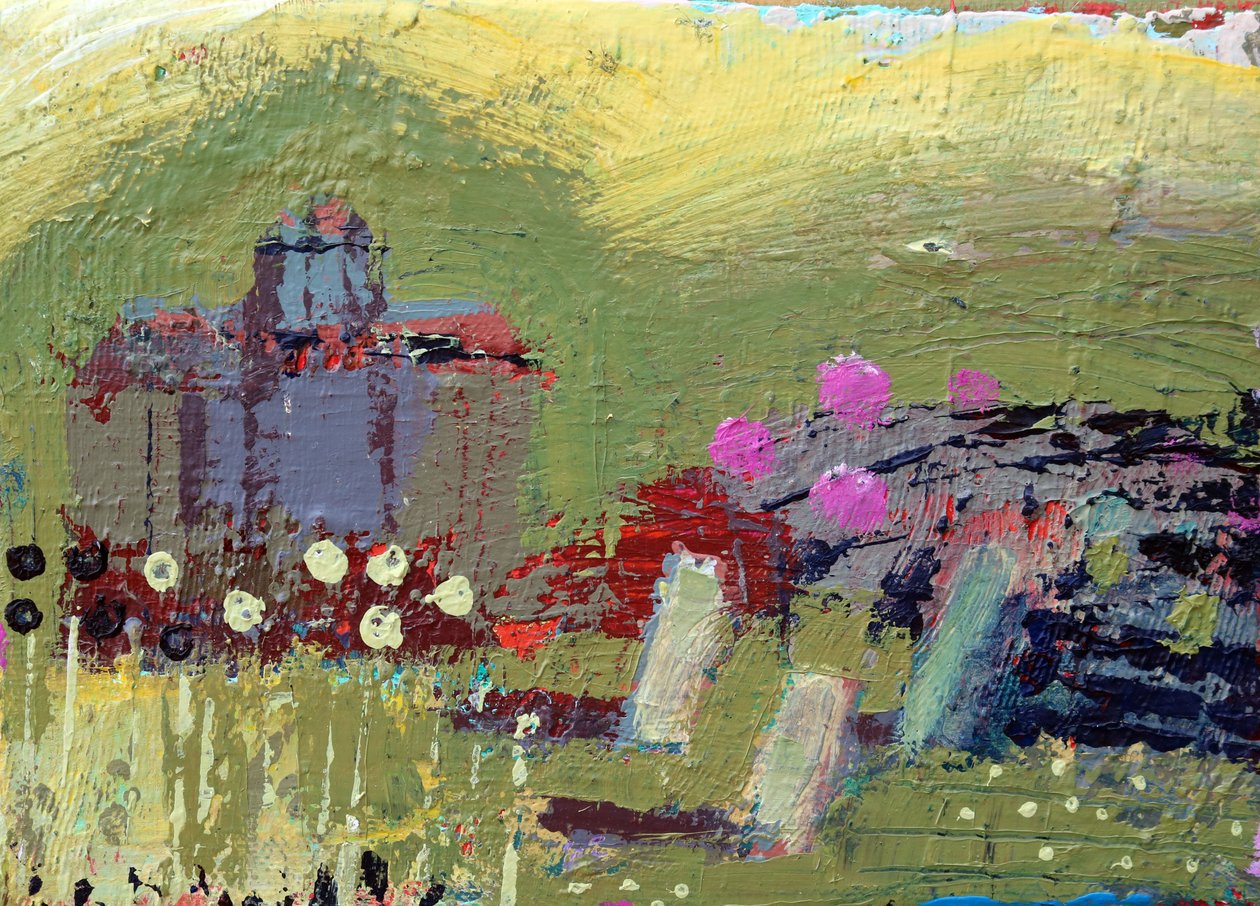 Iona landscape II, 2019 (akryl på lerret) av Sara Hayward