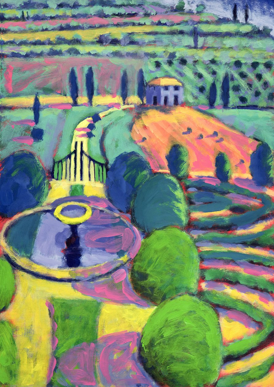 Italian Garden (olje på kort) av Sara Hayward