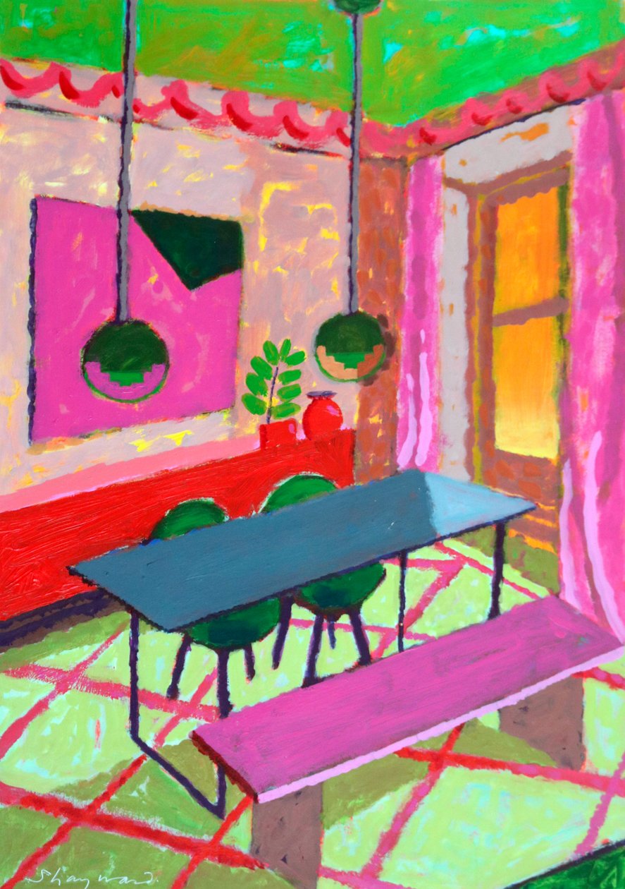 L#39;Interieur #, 2022 (akryl på plate) av Sara Hayward