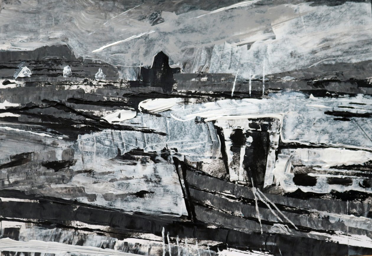 Fortøyning (s/hvit maleri) av Sara Hayward
