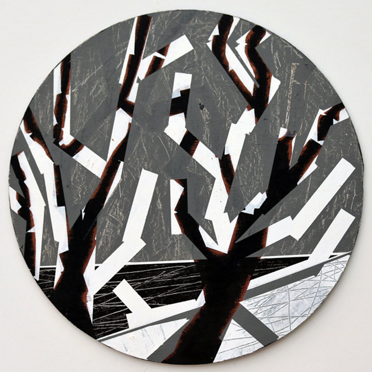 Twixt Heaven & Earth V-B (akryl på sirkulært bord) av Sara Hayward