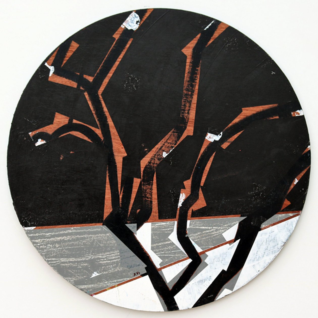 Twixt Heaven & Earth XVI-B (akryl på sirkulært bord) av Sara Hayward