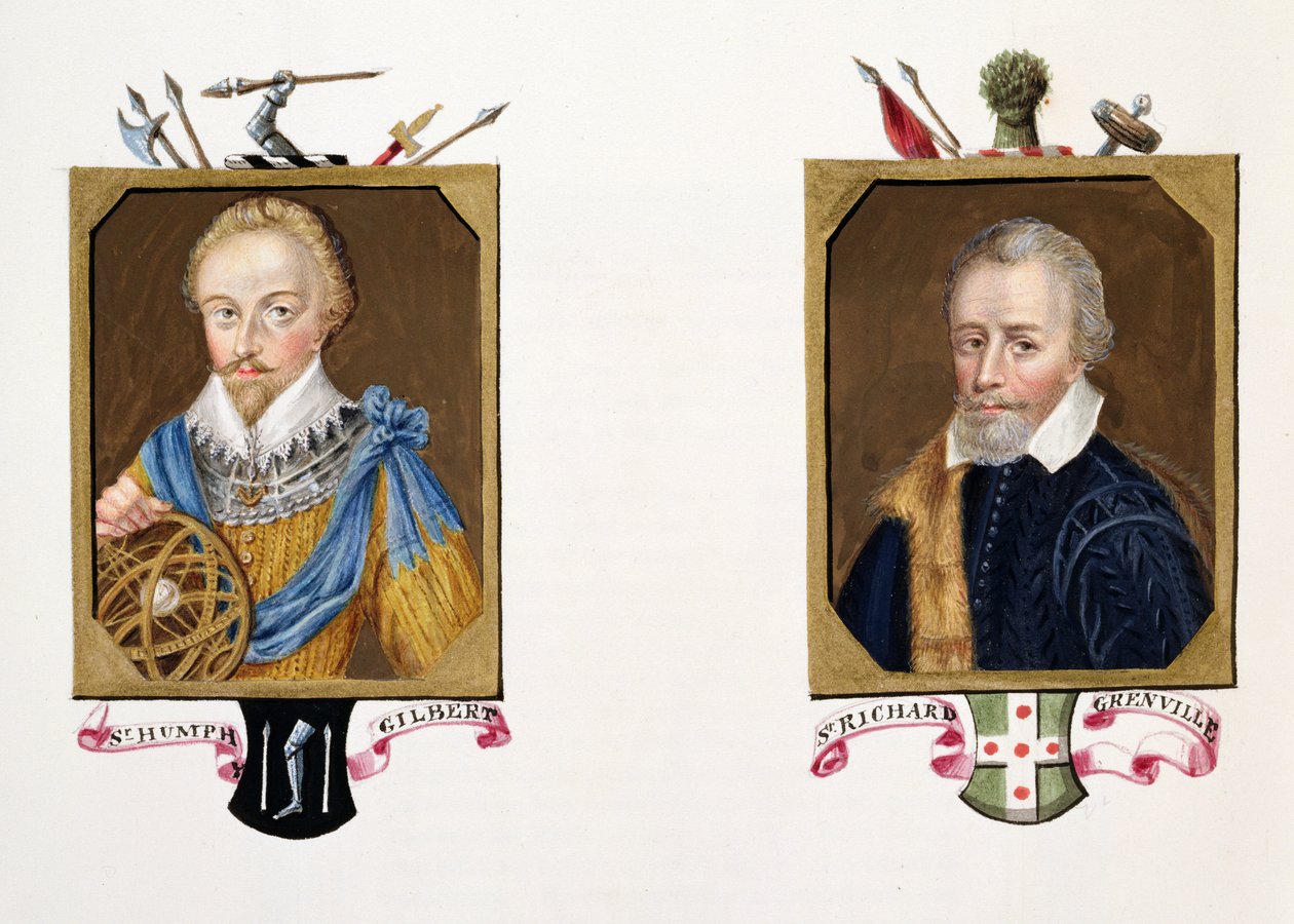Dobbeltportrett av Sir Humphrey Gilbert (ca. 1539-83) og Sir Richard Grenville (ca. 1541-91) fra 