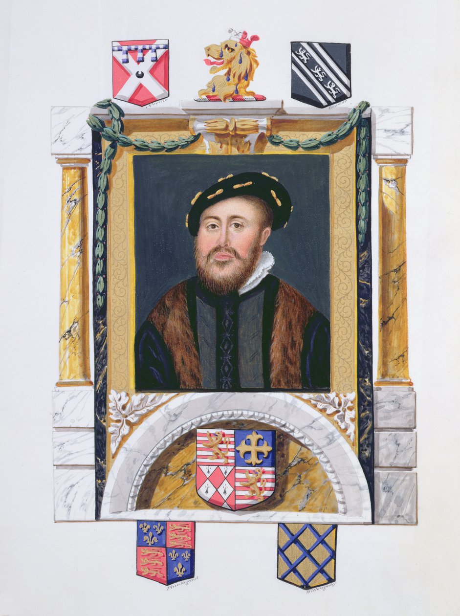 Portrett av Charles Brandon (1488-1545) hertug av Suffolk som ung mann (wc und gouache på papir) av Sarah Countess of Essex