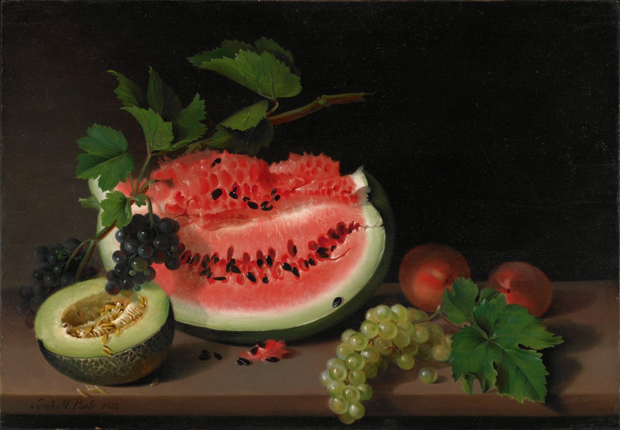 Stilleben med vannmelon av Sarah Miriam Peale