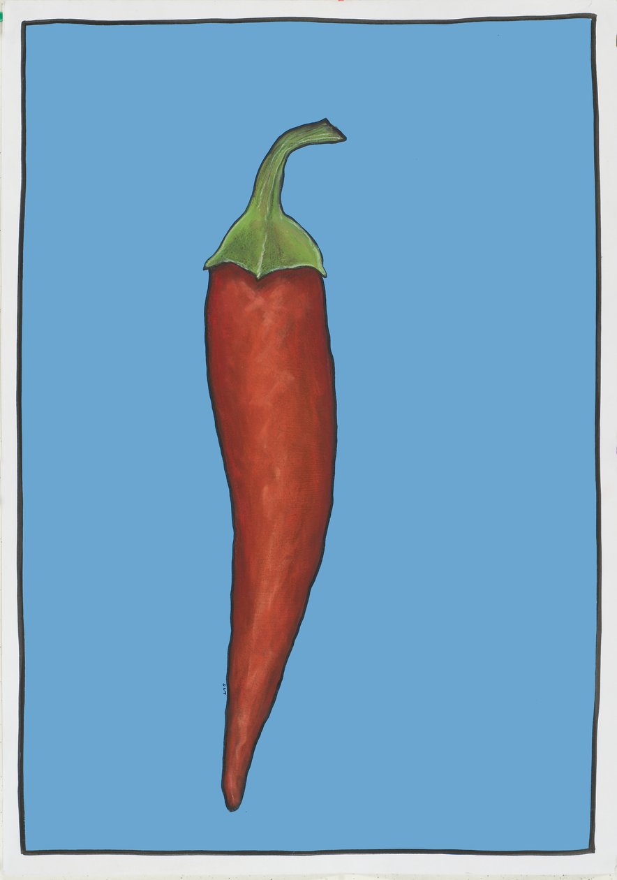 Chilli Blue, 2005 (olje og pastell på papir) av Sarah Thompson Engels