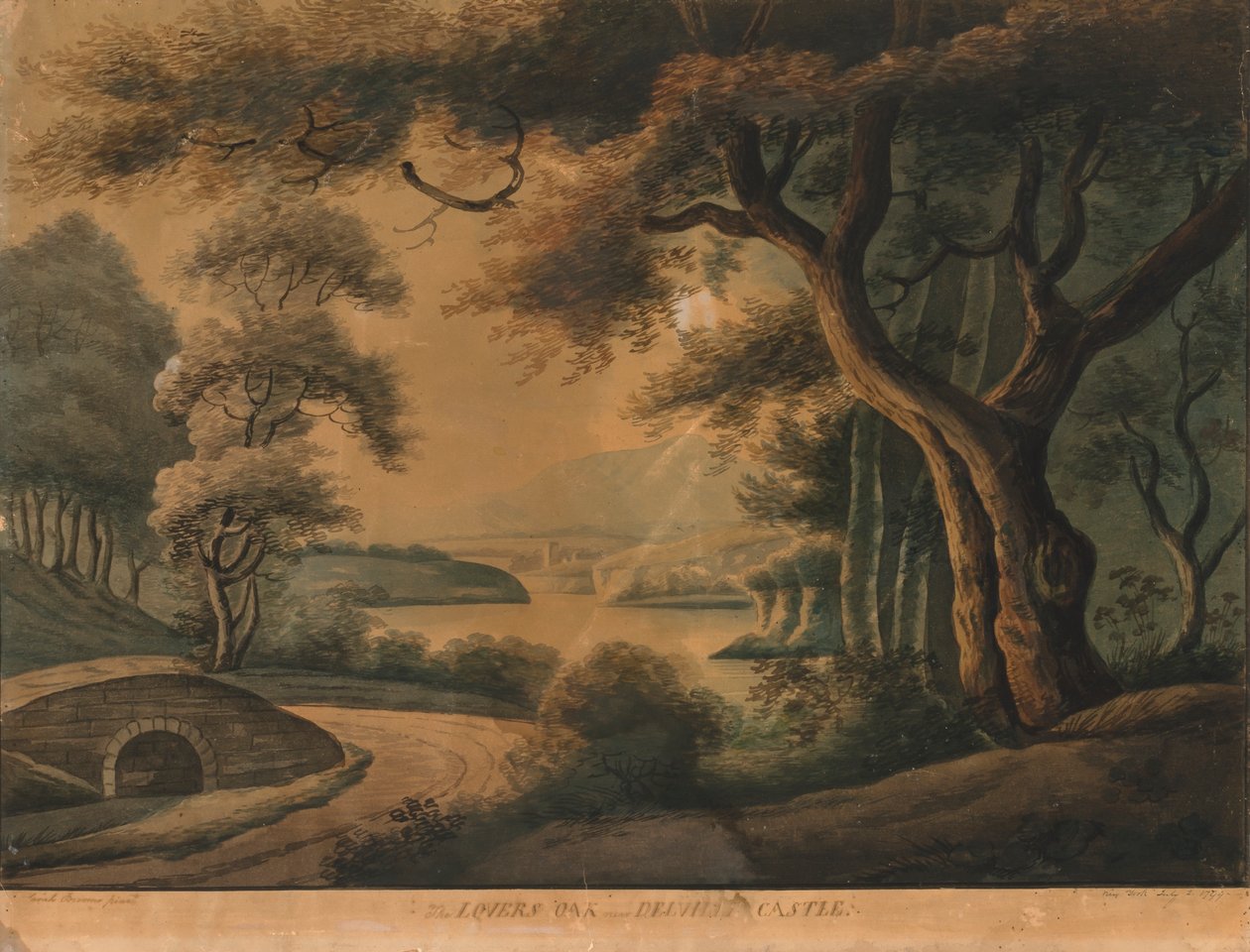 The Lovers Oak nær Delville Castle, sent på 1700-tallet av Sarah Broome