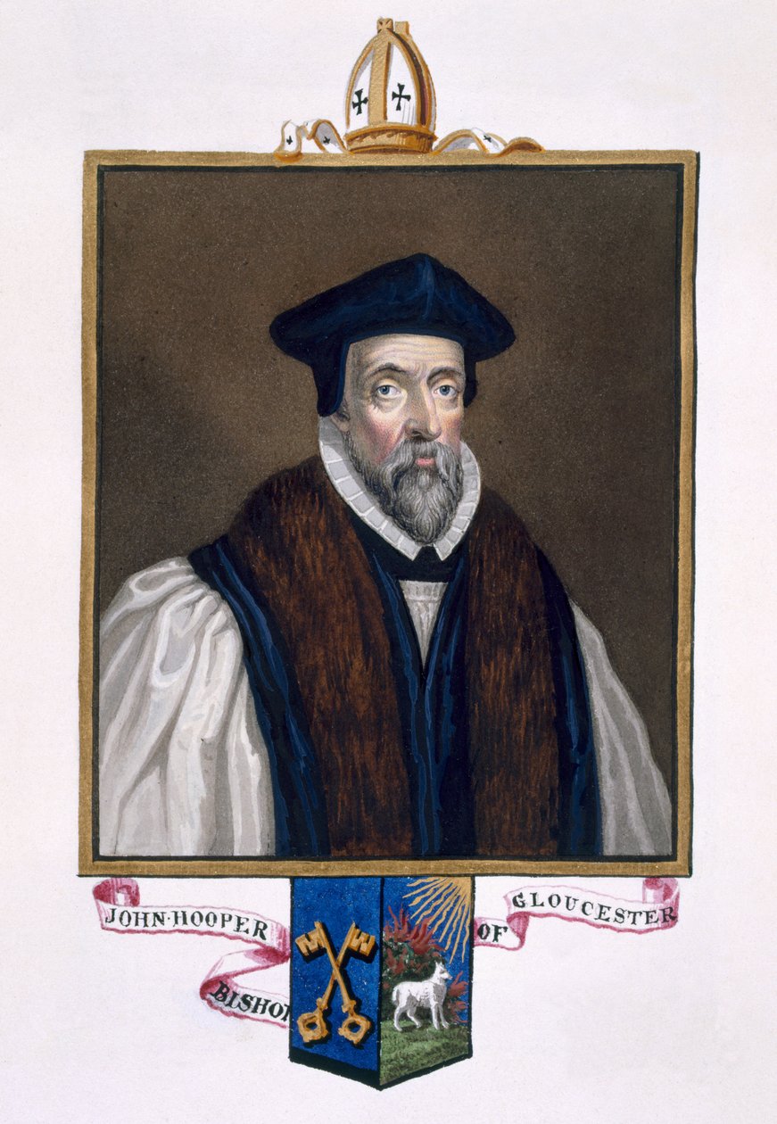 Portrett av John Hooper (d.1555) biskop av Gloucester fra 