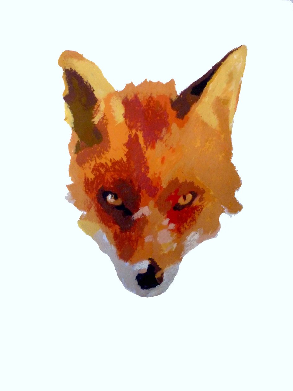 Fox face, 2013 (monoprint med blekk) av Sarah Thompson Engels