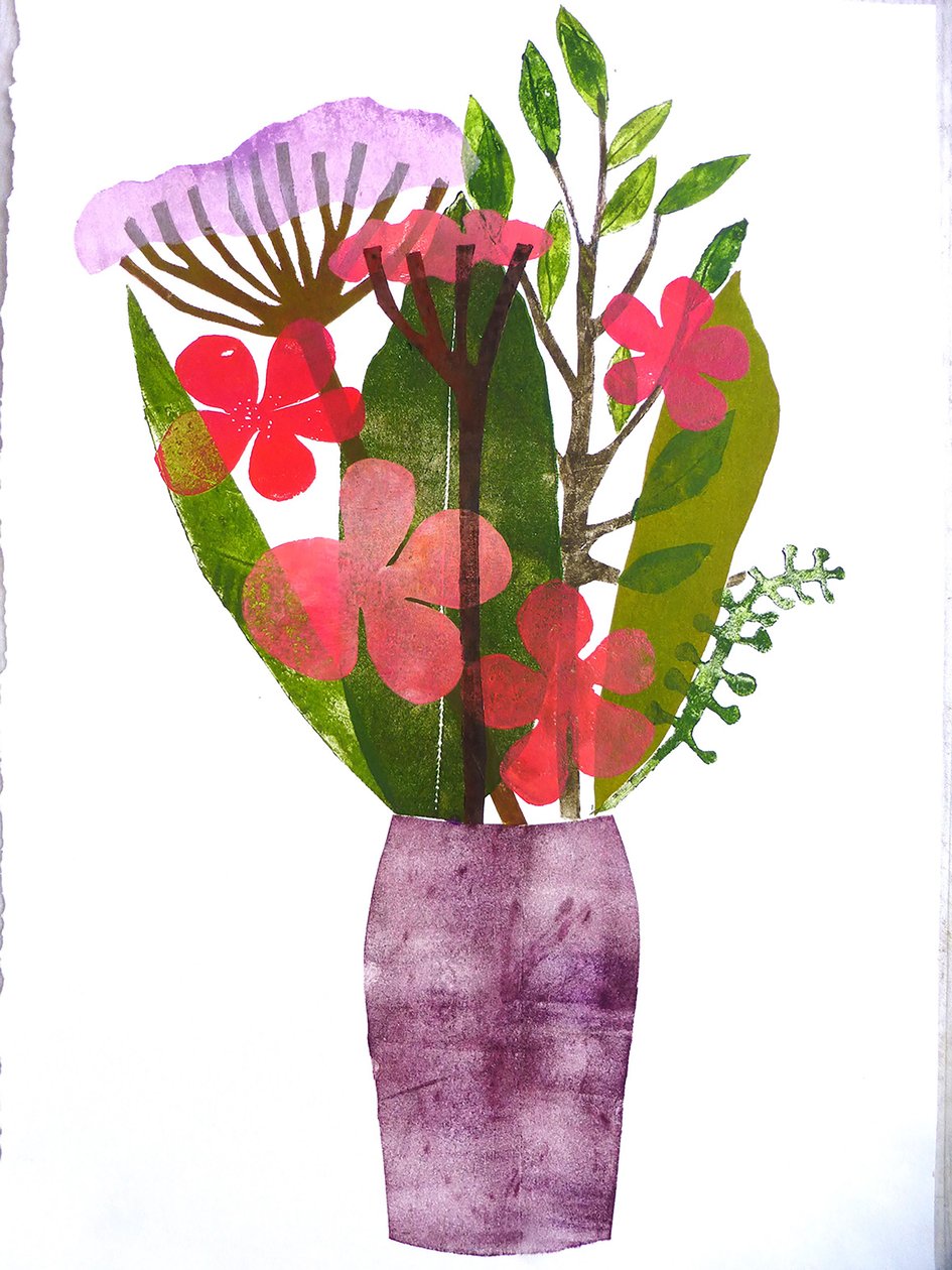 'Lilla vase' 2020 (monoprint) av Sarah Thompson Engels