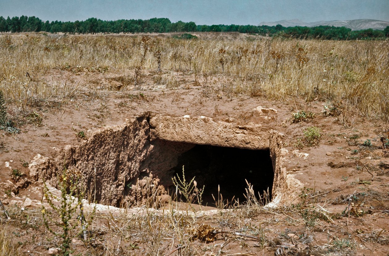 Nuragisk kultur (nuraghi) Sardinsk: ruinene av den førnuragiske byen på det megalittiske området Anghelu Ruju: det sentrale tårnet. 20. århundre f.Kr. Alghero, Sardinia, Italia av Sardinia Nuragic Civilization
