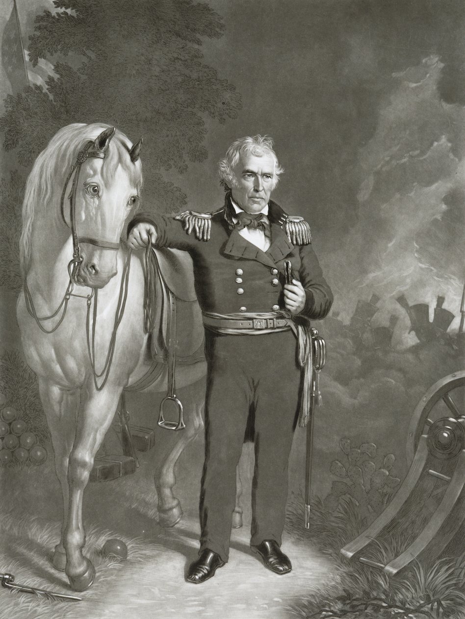 Generalmajor Zachary Taylor, 1849-1852 (mezzotint på vevd papir) av Sartain and Sloanaker Sartain and Sloanaker