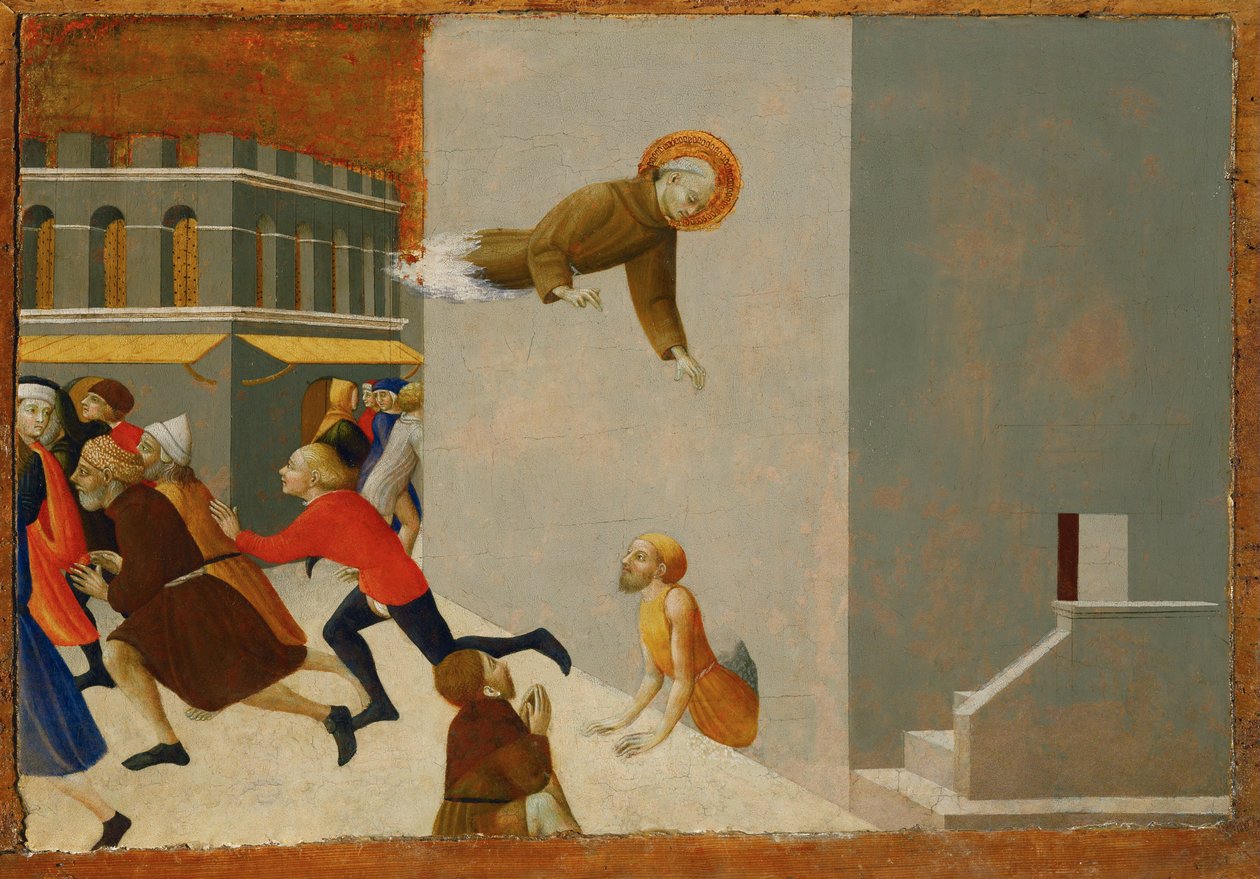 Den salige Rasini frigjør en fattig mann fra et florentinsk fengsel ... av Sassetta (c.1392-1450)