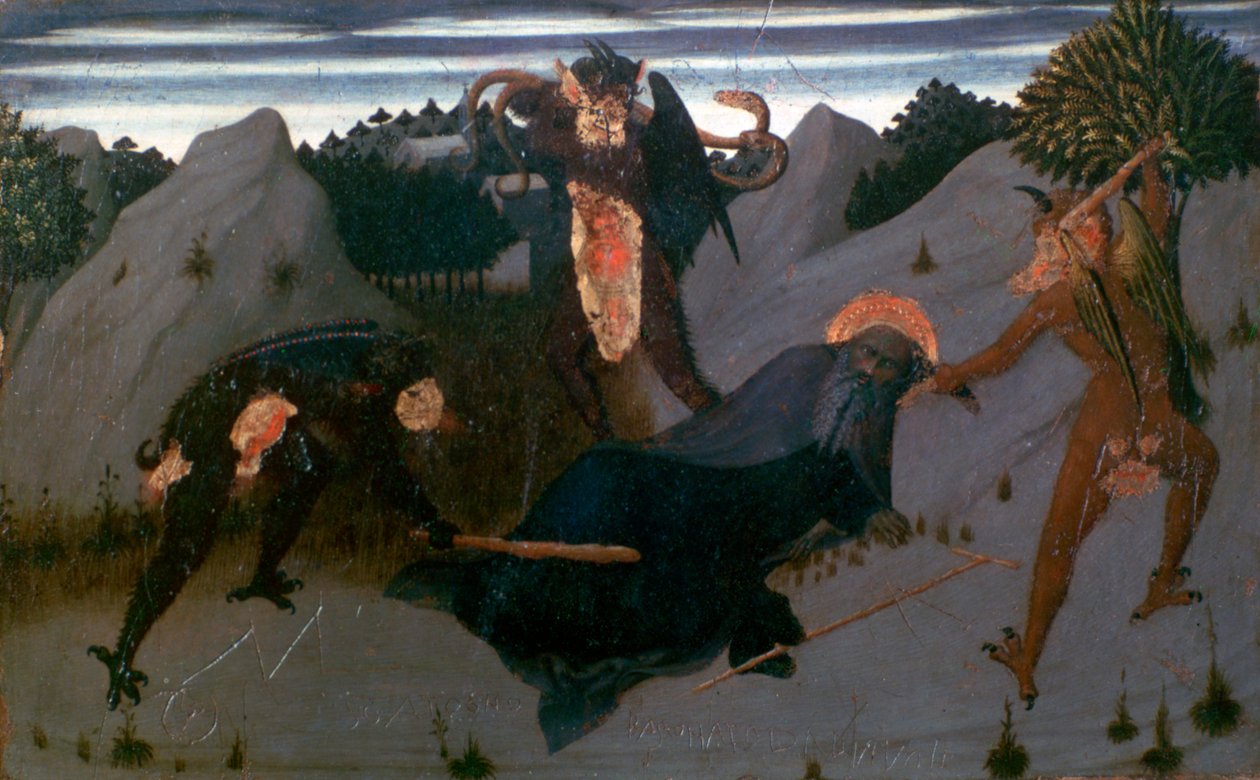 St Anthony slått av djevler, 1423-1426 av Sassetta