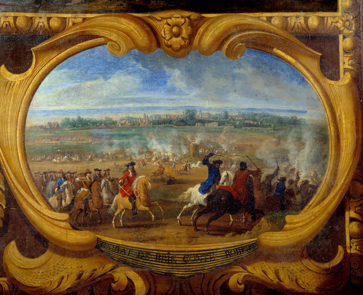 Handlingene til Louis II Prince of Bourbon Conde (Bourbon-Conde) kjent som Grand Conde (1621-1686), Slaget ved Brie Count Robert Detail, Maleri av Frelser Le Conte (Leconte, Le Comte, Lecomte) (1659-1694) Chantilly fra 1600-tallet, Musee Conde av Sauveur Le Conte