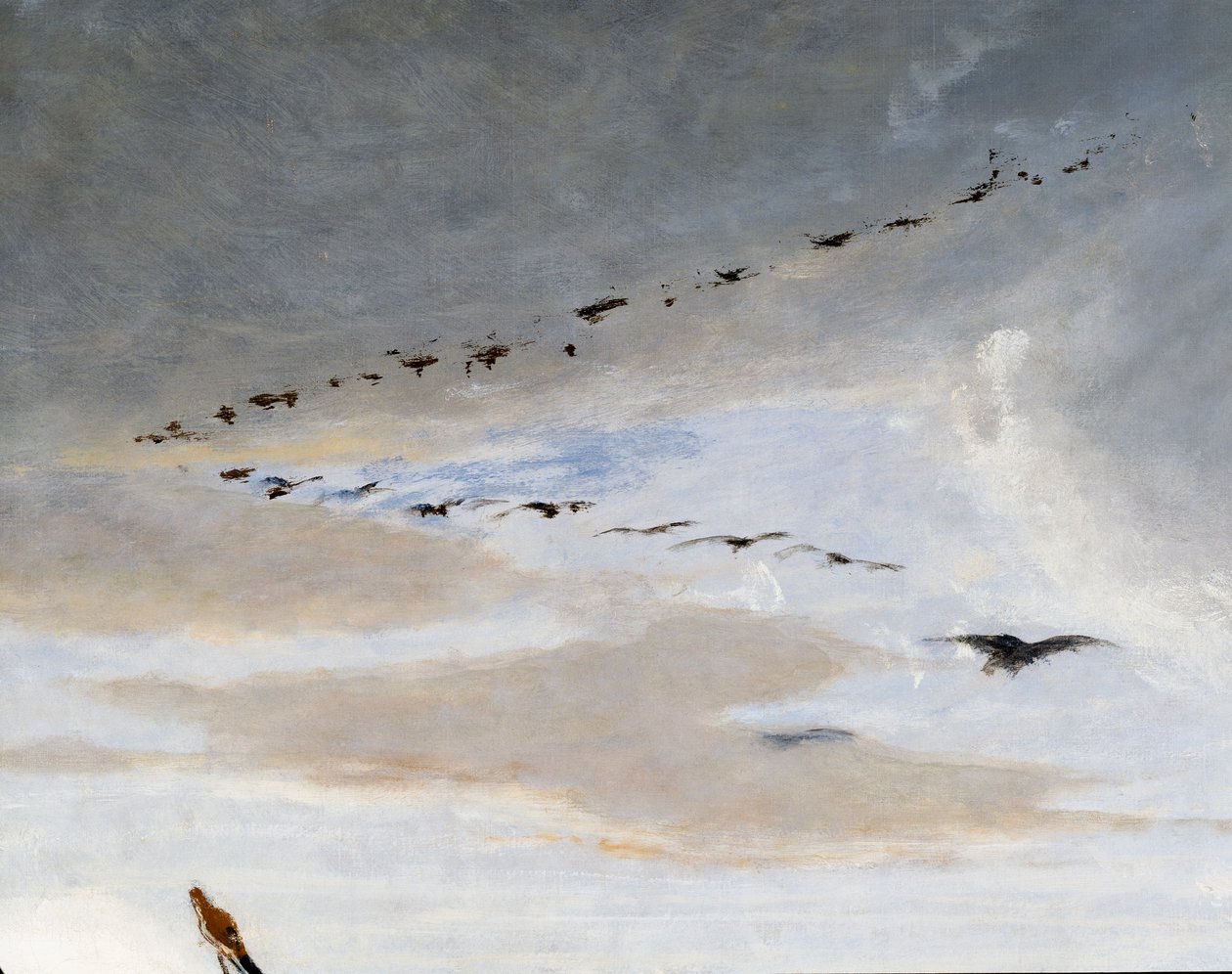 Fugler i V-formasjon, detalj fra The Triumph of Marius, maleri av Francesco Saverio Altamura (1822-1897), olje på lerret, 234x352 cm, Italia av Saverio Altamura