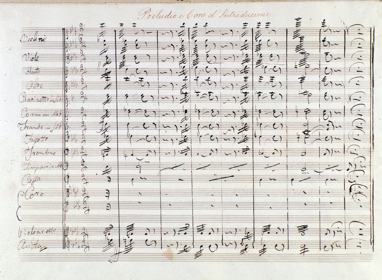 Første side av opptakten til operaen Il bravo av Mercadante (1842) av Saverio Mercadante