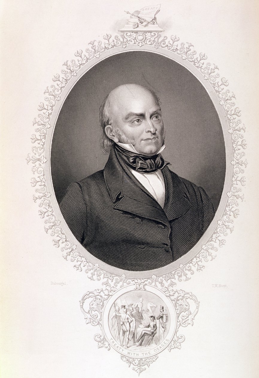 John Quincy Adams, fra 'The History of the United States', Vol. II, av Charles Mackay, gravert av TW Hunt av Savinien Edme Dubourjal