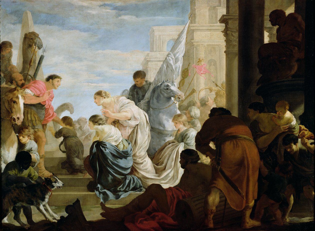 Møtet mellom Antonius og Kleopatra, ca. 1645 av Sébastien Bourdon