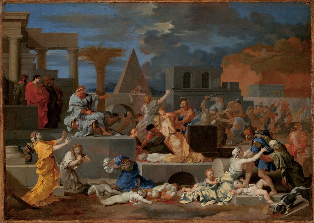 The Massacre of the Innocents (olje på lerret) av Sébastien Bourdon