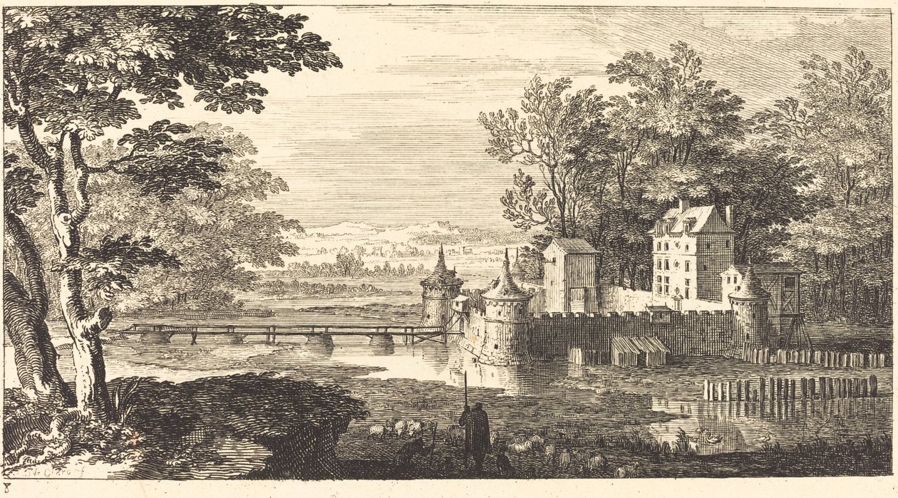 Landskap med Chateau av Sébastien  Le Clerc I