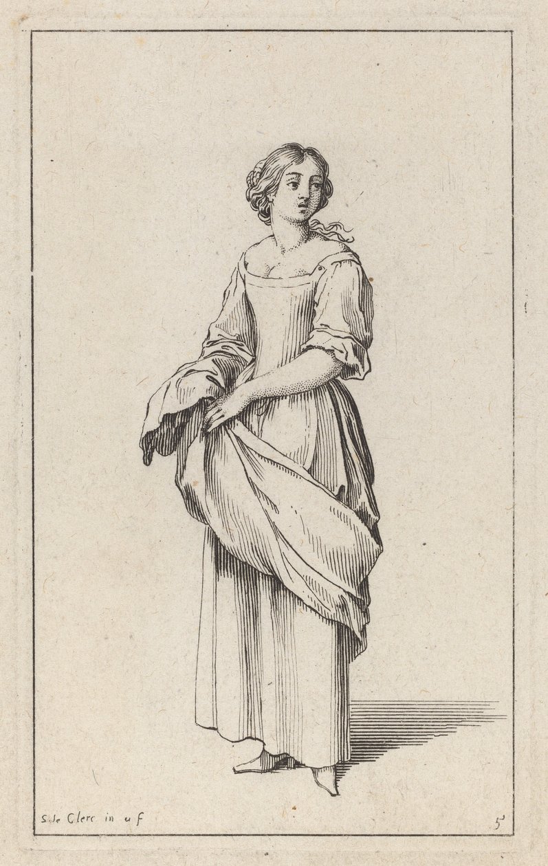 Stående ung bondekvinne av Sébastien Le Clerc the elder