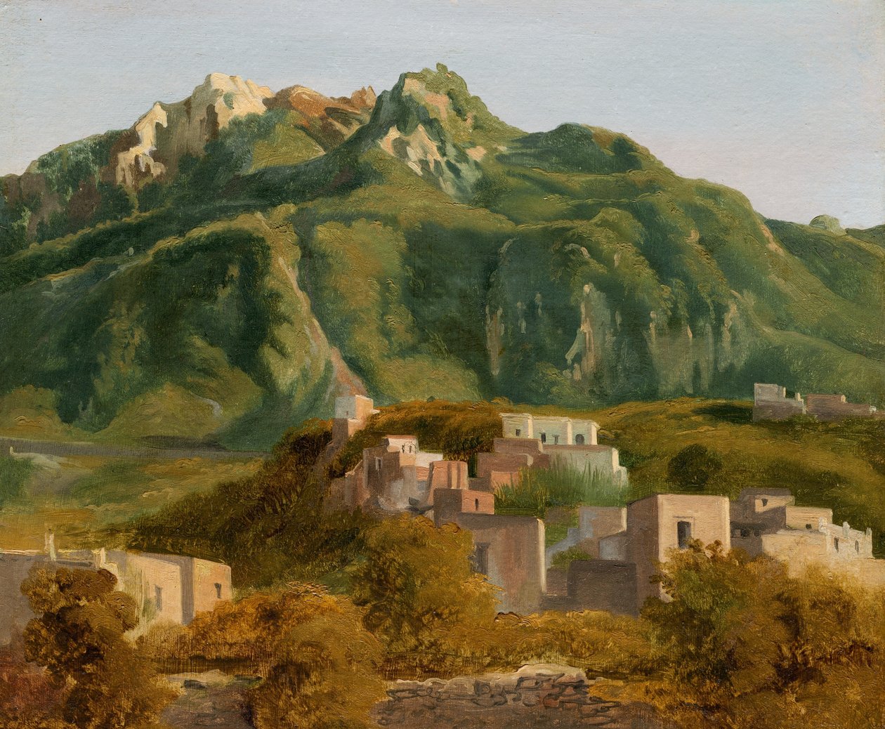Landsby på øya Ischia, ca. 1826. av Sébastien Louis Guillaume Norblin de la