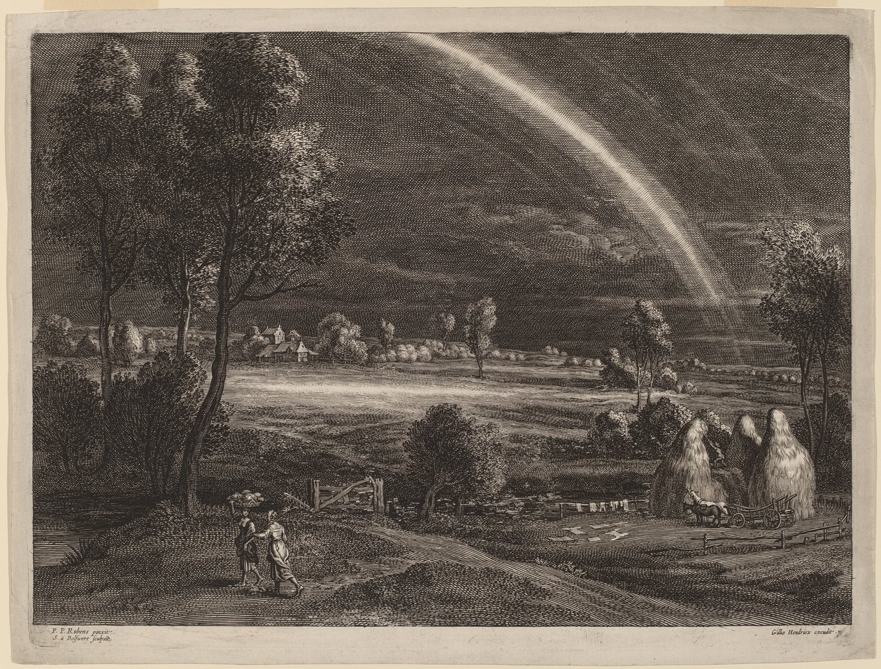 Landskap med en stor regnbue av Schelte Adams Bolswert after Sir Peter Paul Rubens