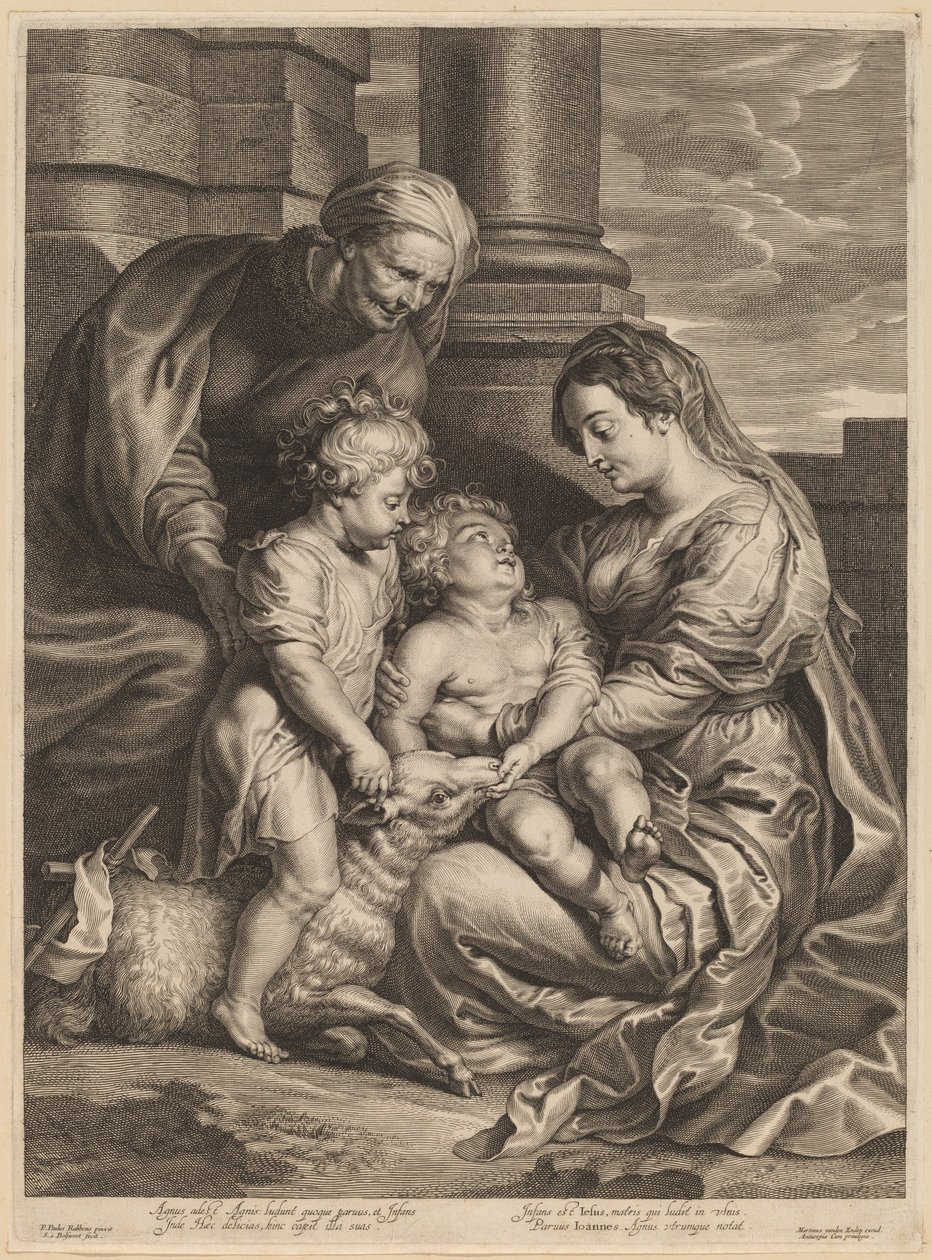 Jomfruen og barnet med Saint Anne og Saint John av Schelte Adams Bolswert, after Sir Peter Paul Rubens