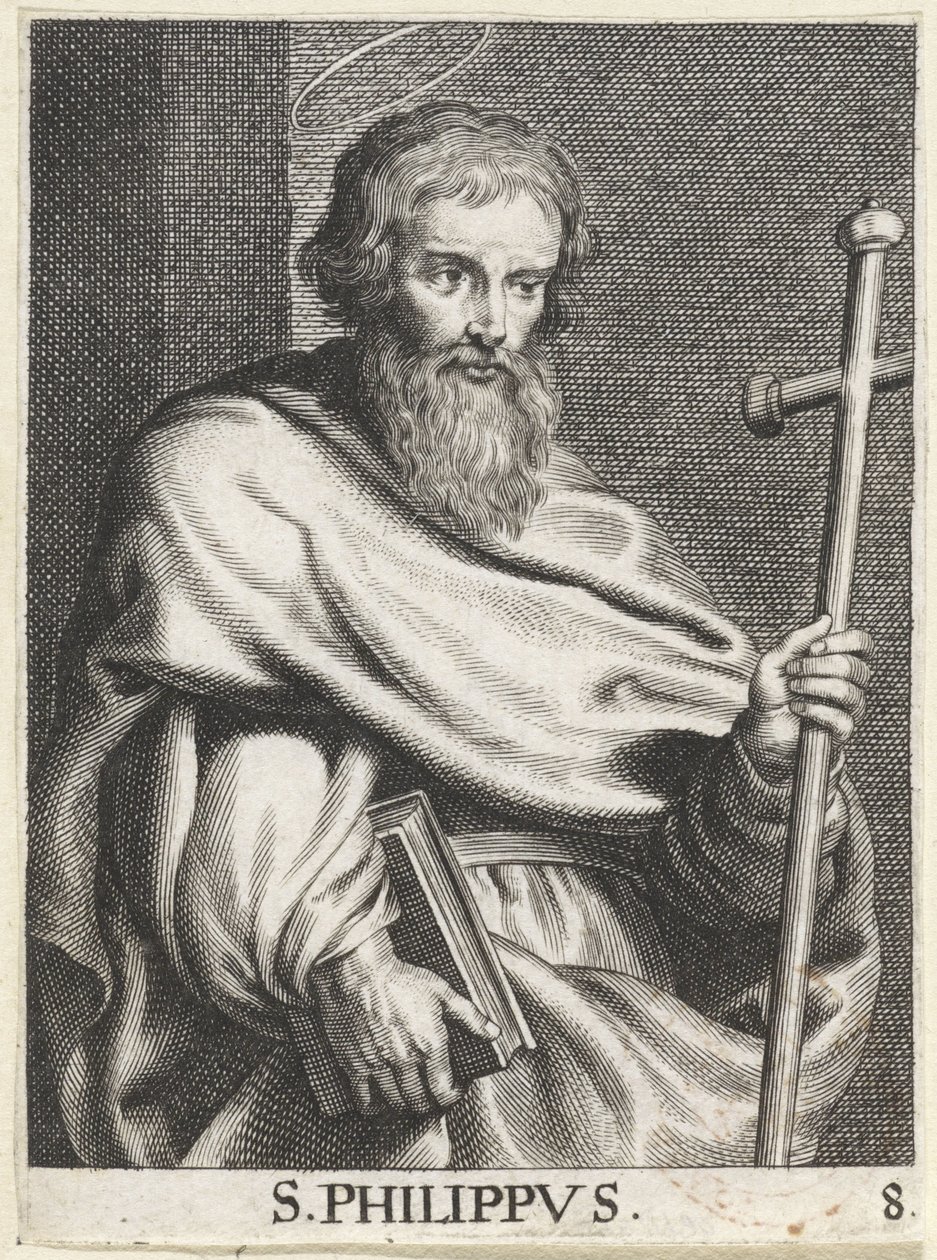 H. Philippus S. Philippus (tittel på objekt) Kristus, Maria og apostlene (serietittel) av Schelte Adamsz. Bolswert (possibly)