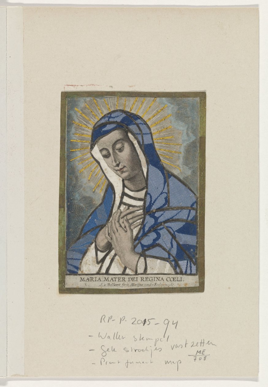 Applikasjonsprent møtte Maria Maria Mater Dei Queen of Heaven (tittel på objekt) av Schelte Adamsz. Bolswert