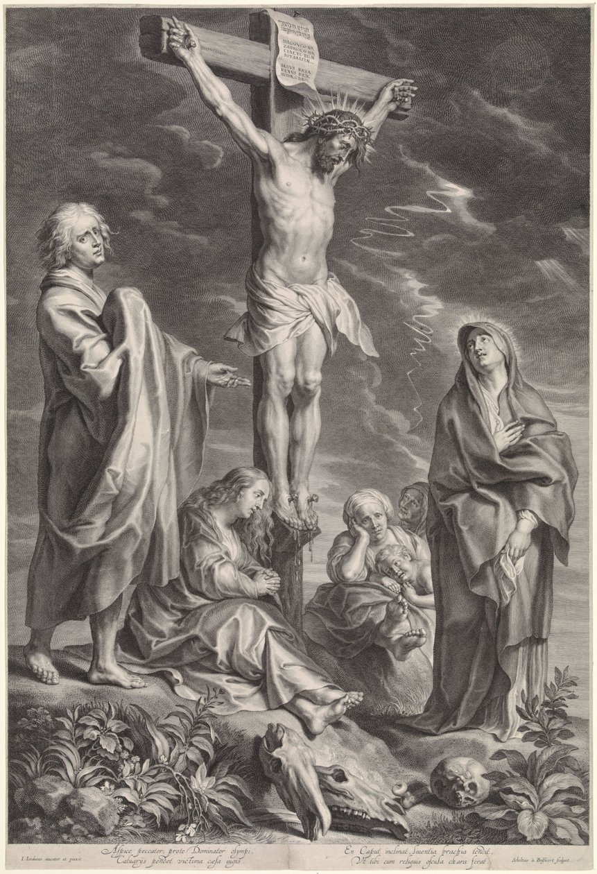Kristus på korset, med Maria og Johannes av Schelte Adamsz. Bolswert