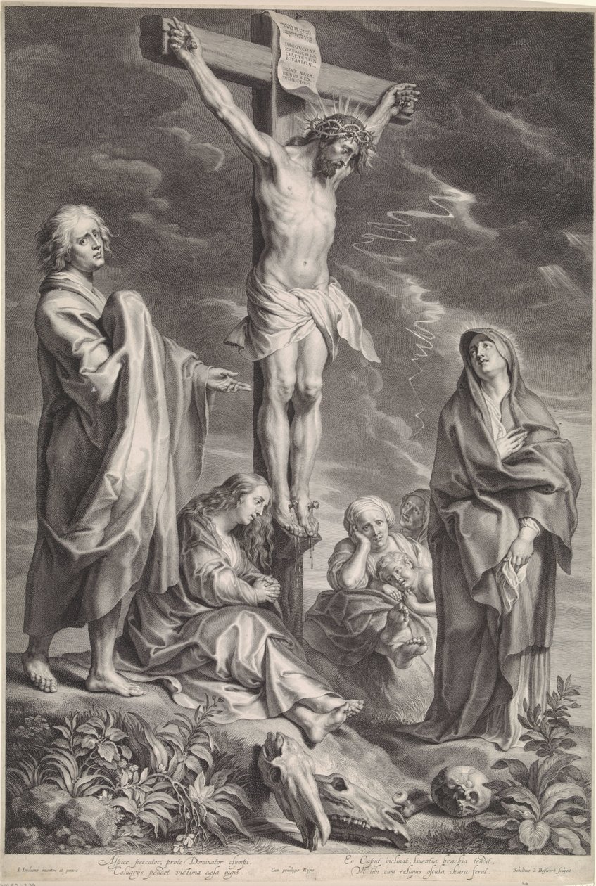 Kristus på korset, med Maria og Johannes av Schelte Adamsz. Bolswert
