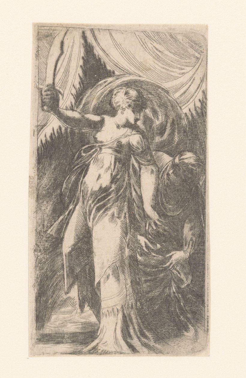 Judith med hodet til Holofernes i en pose av Schiavone (attributed to)