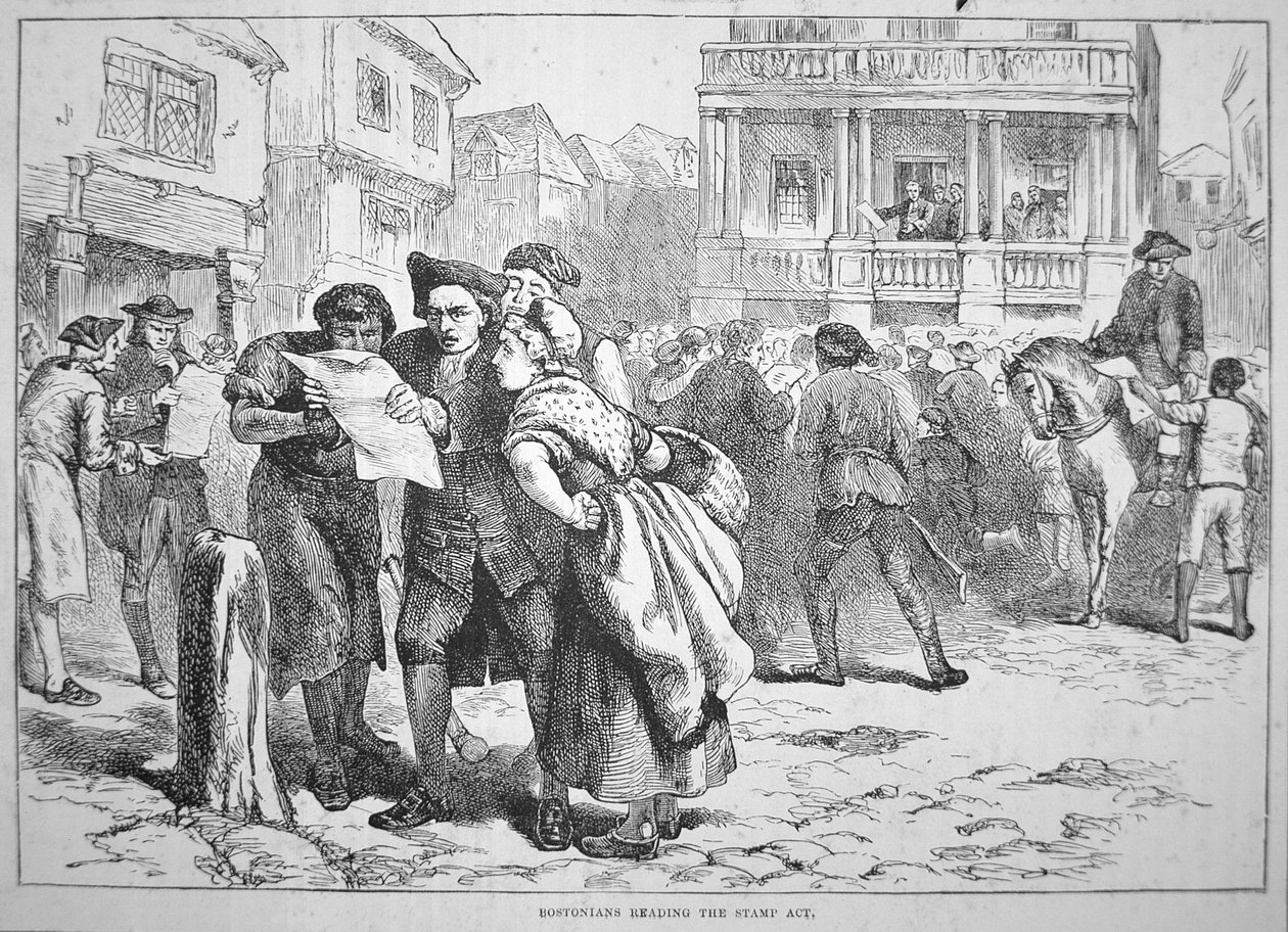 Bostonianere som leser frimerkeloven av School American