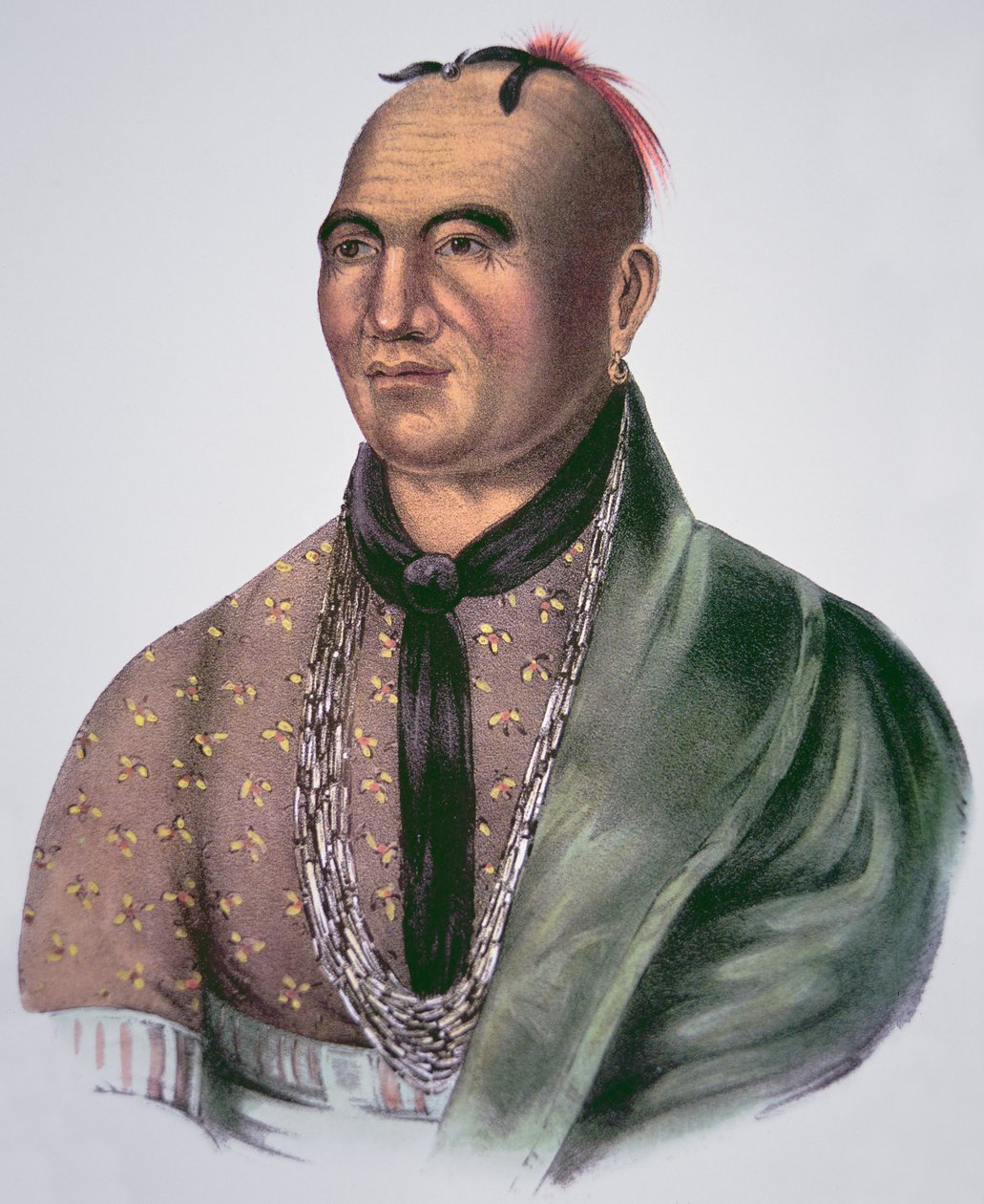 Joseph Brant (1742-1807) sjef for Mohawks (farge litho) av School American