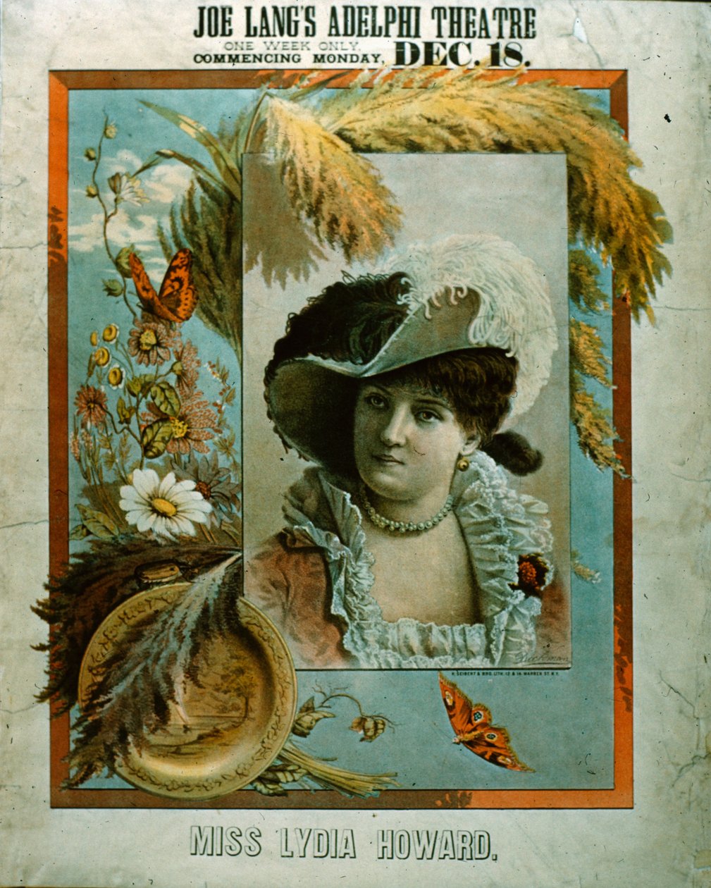 Frøken Lydia Howard (farge litho) av School American