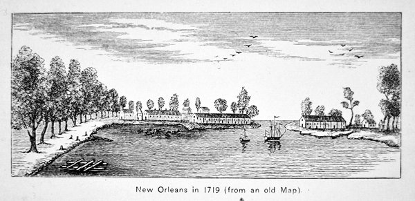 New Orleans i 1719 (litho) av School American