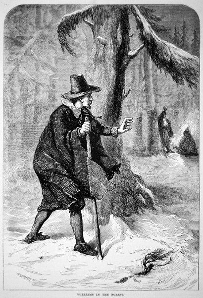 Roger Williams i villmarken (litho) av School American
