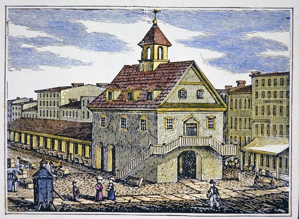 The Old Court House of Philadelphia (farge litho) av School American