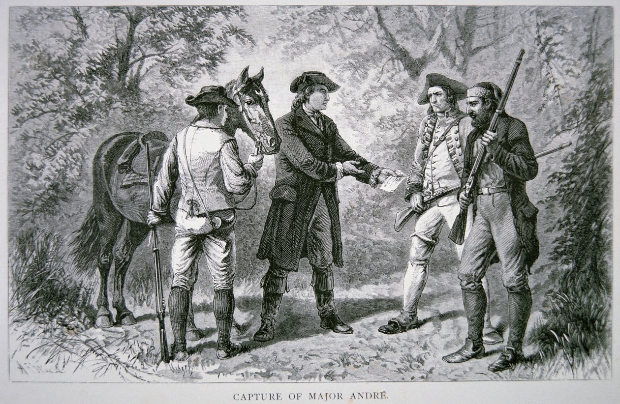 Fangsten av major John Andre (litho) av School American