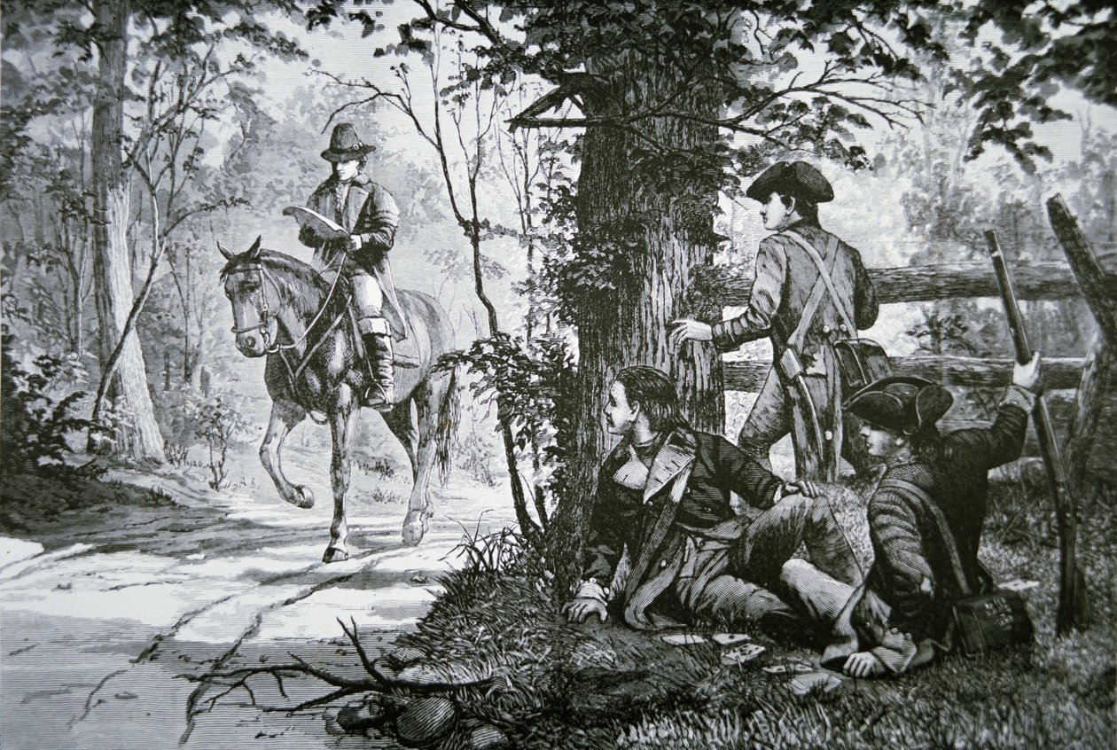 Fangsten av major John Andre (litho) av School American