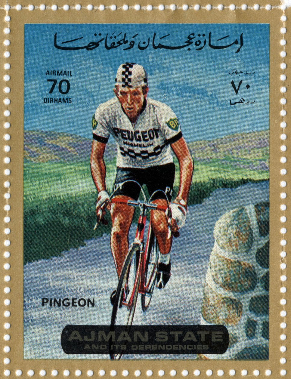 UAE-stempel som representerer syklisten Roger Pingeon (Ne 1940) av School Arabic