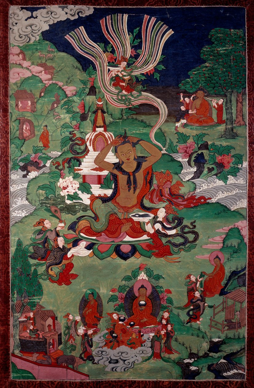Episode av Buddhas liv: hårklipp. Tapet. Paris, Guimet-museet, Nasjonalmuseet for asiatisk kunst av School Asian
