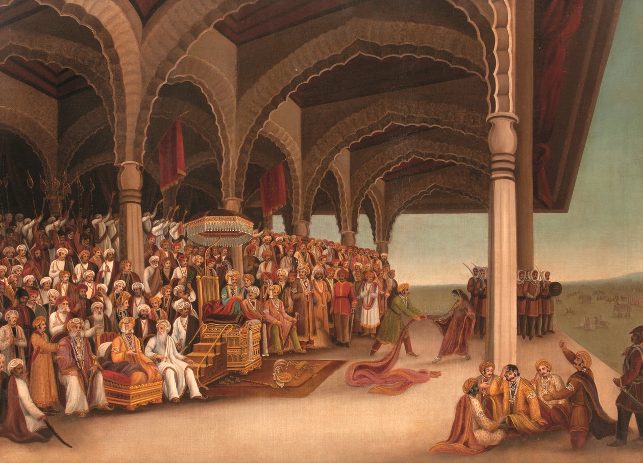 Uten tittel (The Disrobing of Draupadi), ca. slutten av 1800-tallet (olje på lerret) av School Bengali