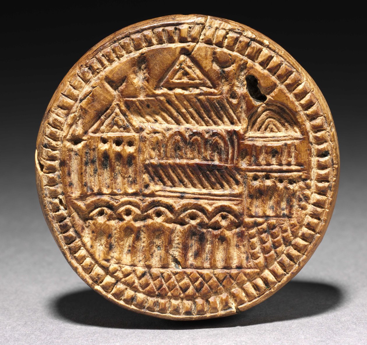Form for et Eulogia (velsignelse) brød, 600-900-tallet (tre) av School Byzantine