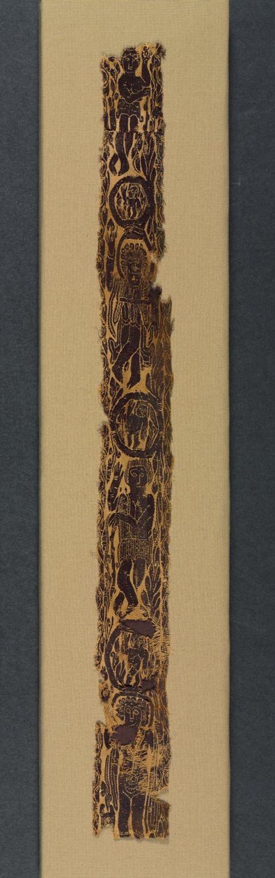 Ornamental skulderbånd fra en tunika, 600-650 (vevteppe med ekstra veftinnpakning, ufarget lin og farget ull) av School Byzantine