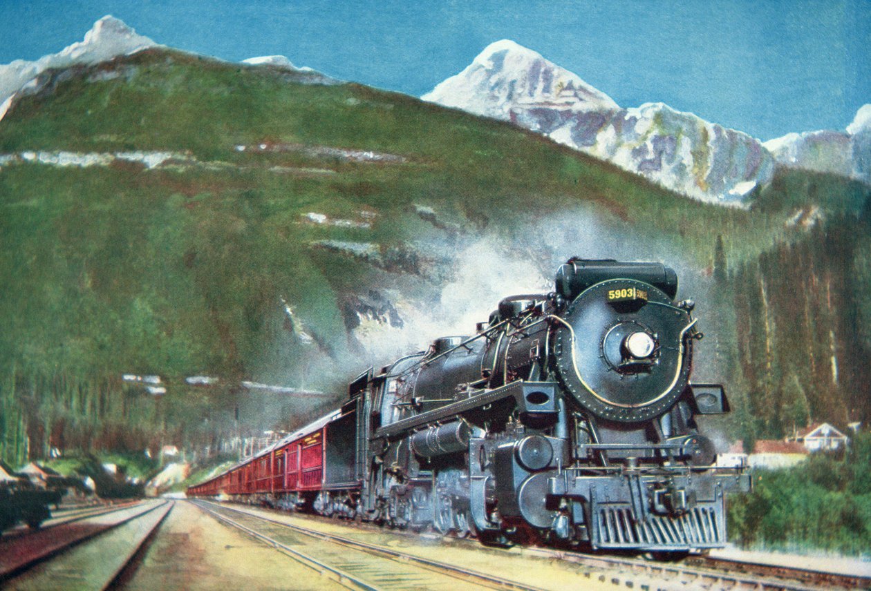 Canadian Pacific Railway ved foten av Rocky Mountains av School Canadian